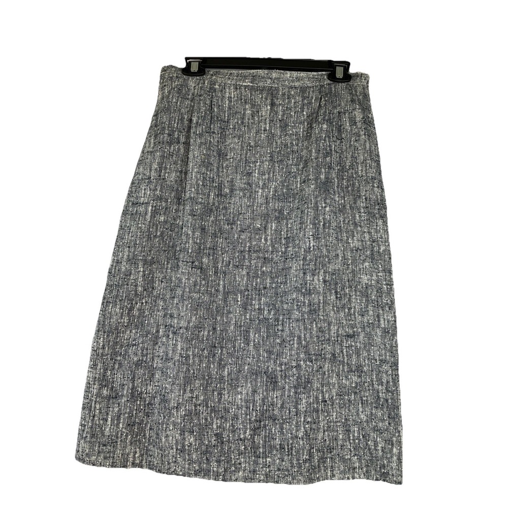 Vintage Peabody House Linen Blend Blue Tweed Pencil Skirt Lined Academia Retro 8